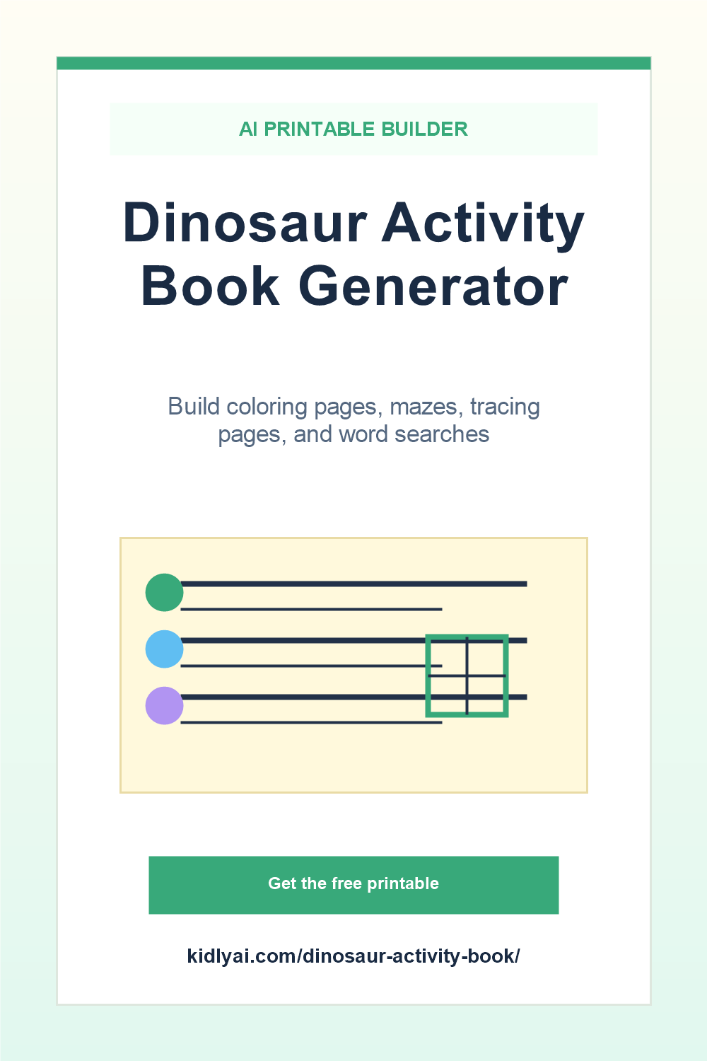 Dinosaur Activity Book Generator Pinterest pin