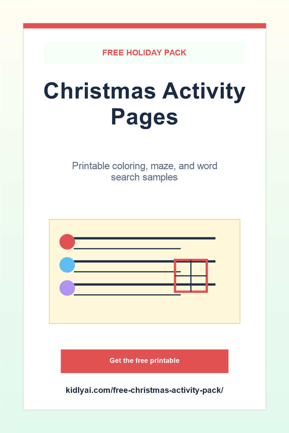 Free Christmas Activity Pack Pinterest pin
