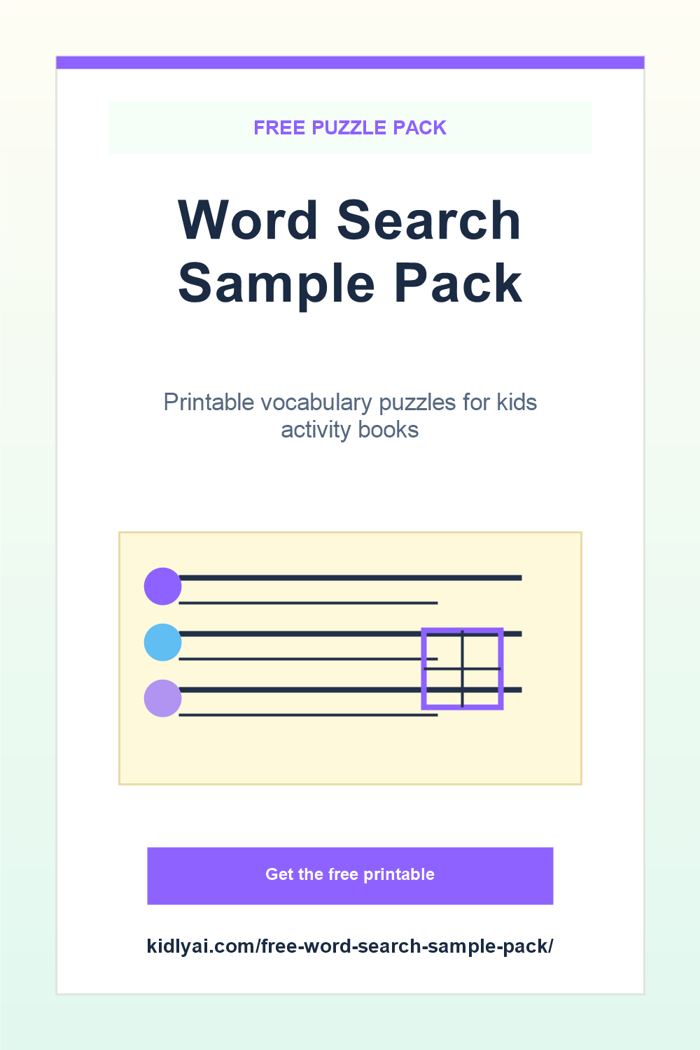 Free Word Search Pack Pinterest pin